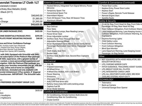 Used 2023 Chevrolet Traverse LT w/ LPO, Floor Liner Package AWD/4WD image 44