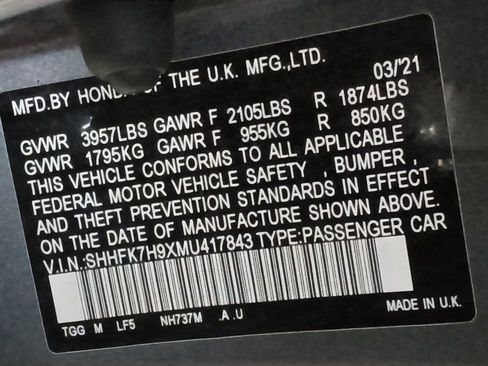 Used 2021 Honda Civic Sport Touring image 16