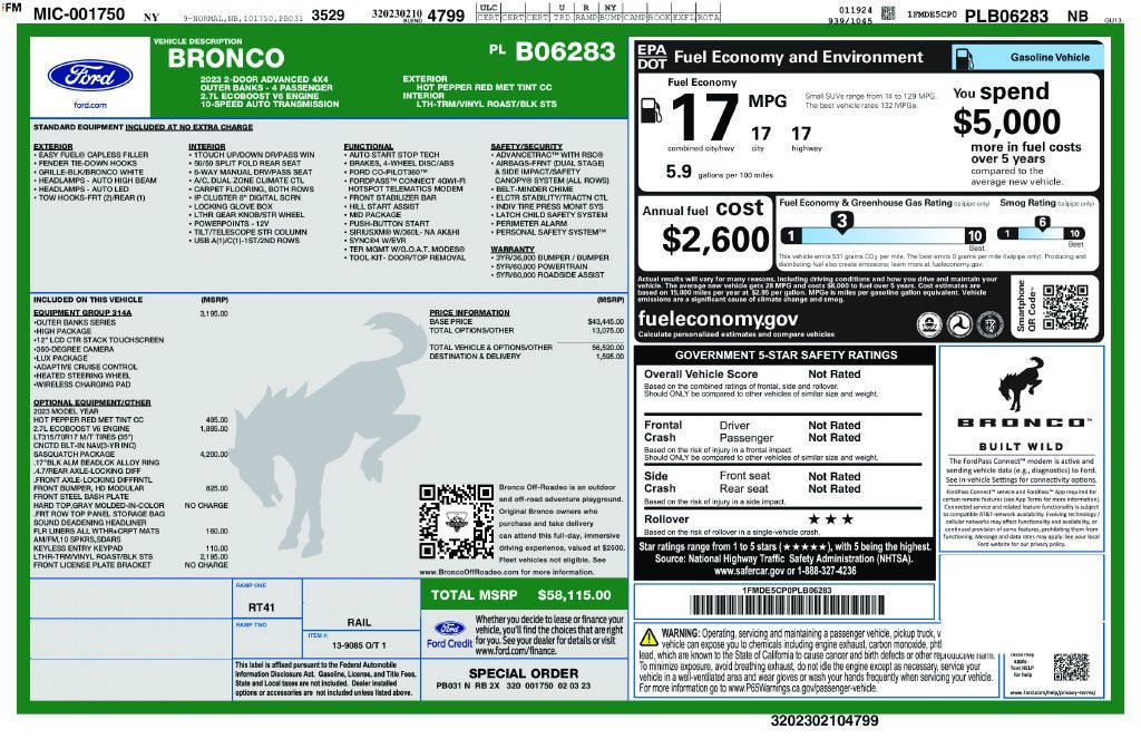 Used 2023 Ford Bronco Outer Banks w/ Sasquatch Package AWD/4WD image 3