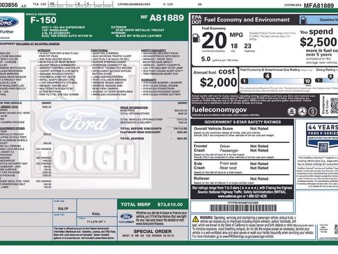 Used 2021 Ford F150 Platinum w/ Equipment Group 701A High AWD/4WD image 7