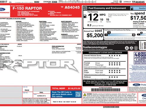 Used 2026 Ford F150 Raptor w/ Equipment Group 803A Raptor R AWD/4WD image 3