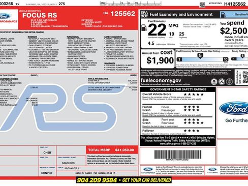 Used 2017 Ford Focus RS AWD/4WD image 2