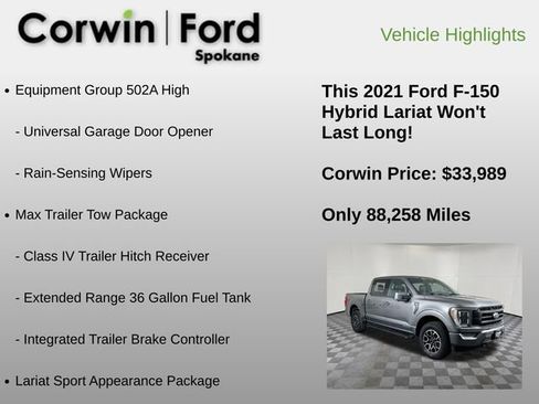 Used 2021 Ford F150 Lariat w/ Equipment Group 502A High image 18