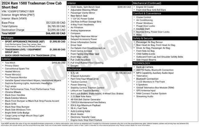 Used 2024 RAM 1500 Tradesman w/ Sport Appearance Package AWD/4WD image 12
