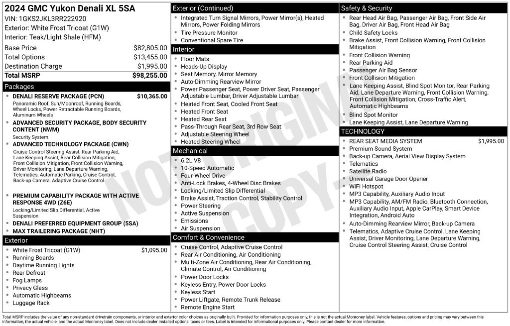 Used 2024 GMC Yukon XL Denali w/ Denali Reserve Package AWD/4WD image 6