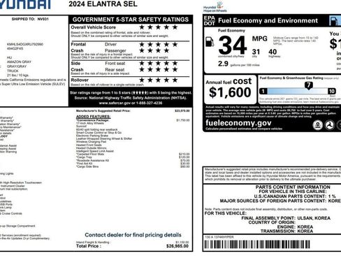 Used 2024 Hyundai Elantra SEL w/ Convenience Package image 16