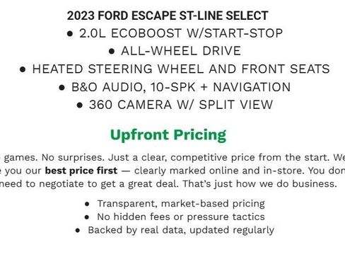 Certified 2023 Ford Escape ST-Line Select w/ Tech Pack #2 image 1