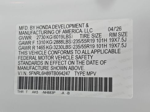 New 2026 Honda Odyssey Touring image 37