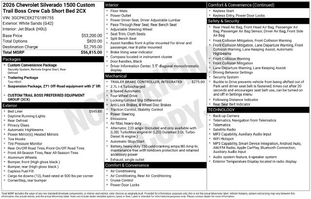 Used 2026 Chevrolet Silverado 1500 Custom Trail Boss AWD/4WD image 42