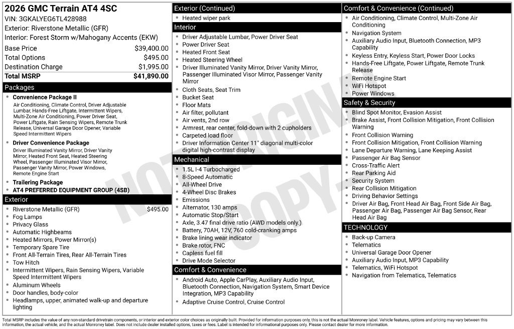 New 2026 GMC Terrain AT4 AWD/4WD image 40