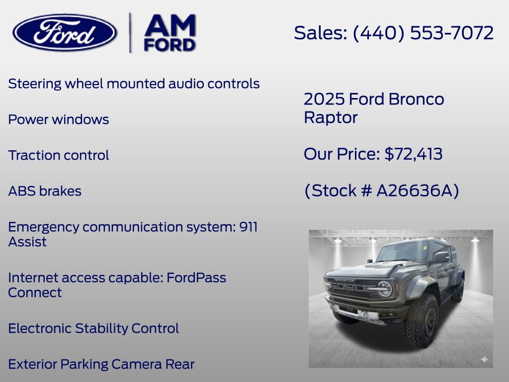 Used 2025 Ford Bronco Raptor w/ Interior Carbon Fiber Pack AWD/4WD image 14