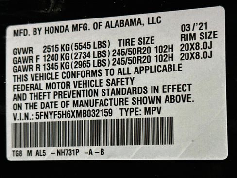 Used 2021 Honda Pilot Touring image 12