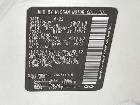 Used 2022 INFINITI QX80 Sensory w/ Cargo Package RWD image 33