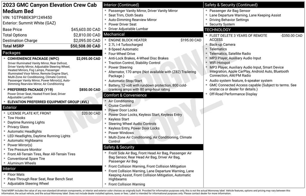 Used 2023 GMC Canyon Elevation w/ Convenience Package AWD/4WD image 9