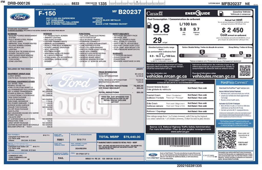 Used 2021 Ford F150 Lariat w/ Equipment Group 502A High AWD/4WD image 6