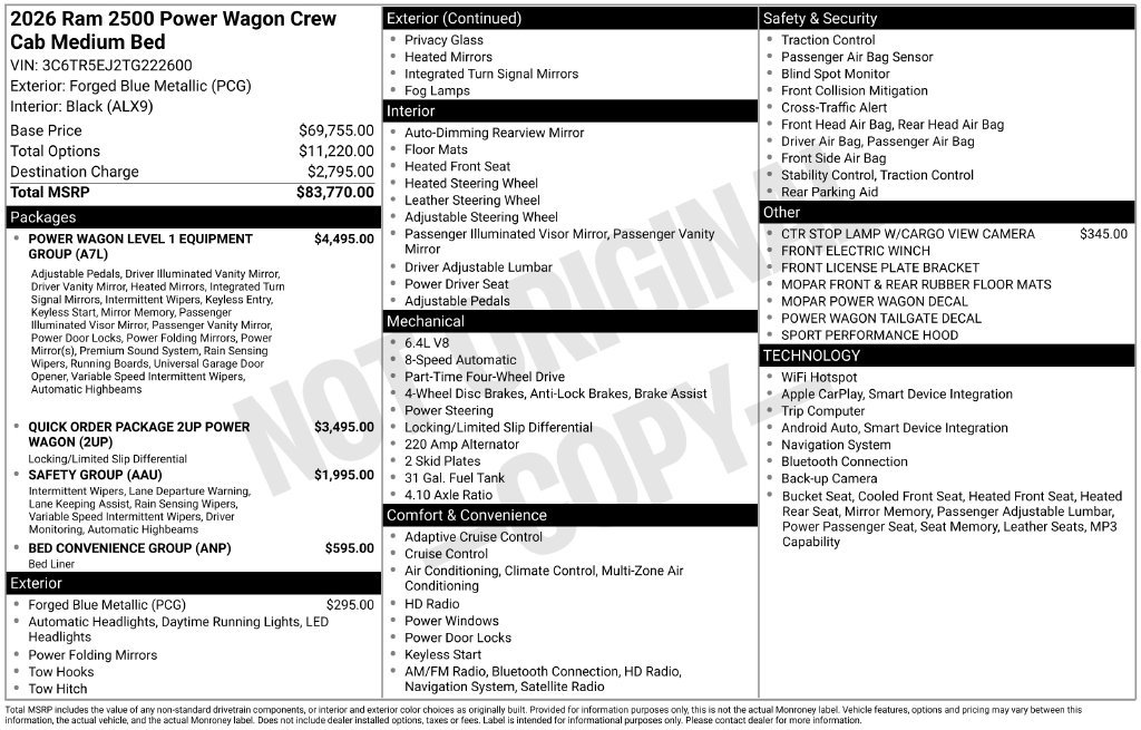 New 2026 RAM 2500 Power Wagon AWD/4WD image 22