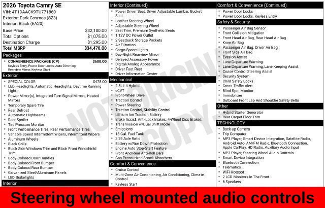 Used 2026 Toyota Camry SE w/ Convenience Package FWD image 23