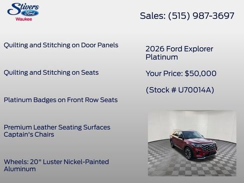 Used 2026 Ford Explorer Platinum w/ LUX Leather Package AWD/4WD image 22