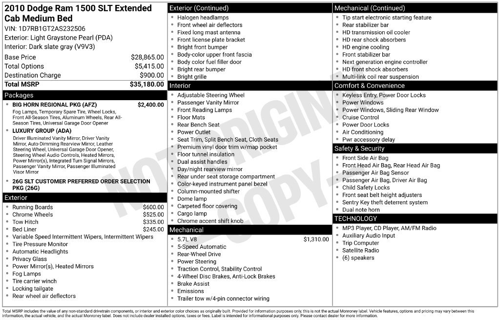 Used 2010 Dodge Ram 1500 Truck SLT w/ Big Horn Regional Pkg RWD image 29
