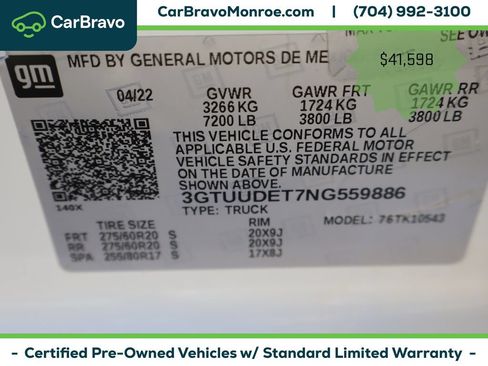 Certified 2022 GMC Sierra 1500 SLT AWD/4WD image 44