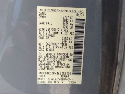 Used 2023 Nissan Frontier Pro-X w/ Pro Convenience Package image 7