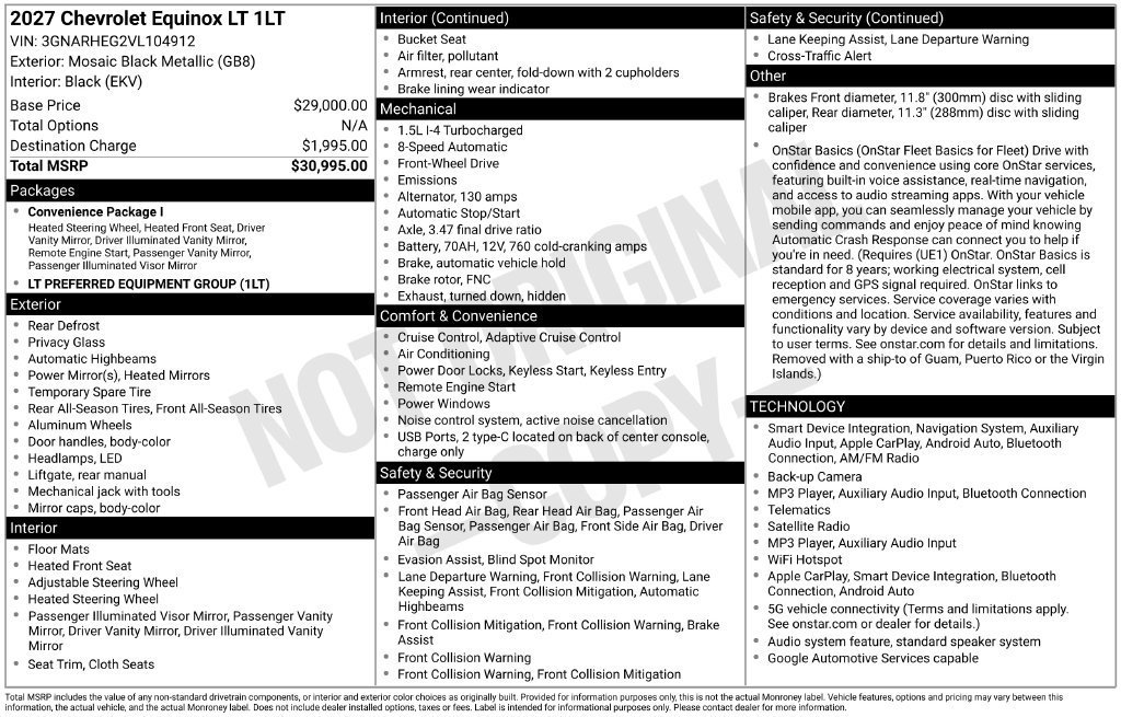 New 2027 Chevrolet Equinox LT FWD image 10