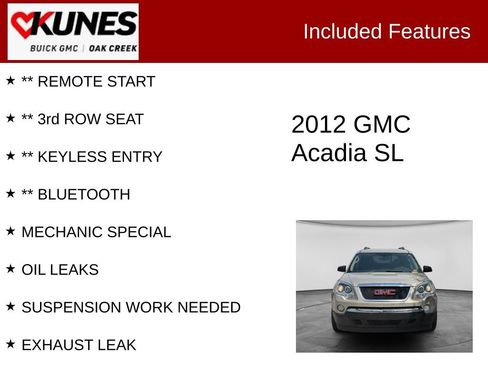 Used 2012 GMC Acadia SL w/ Preferred Package FWD image 2