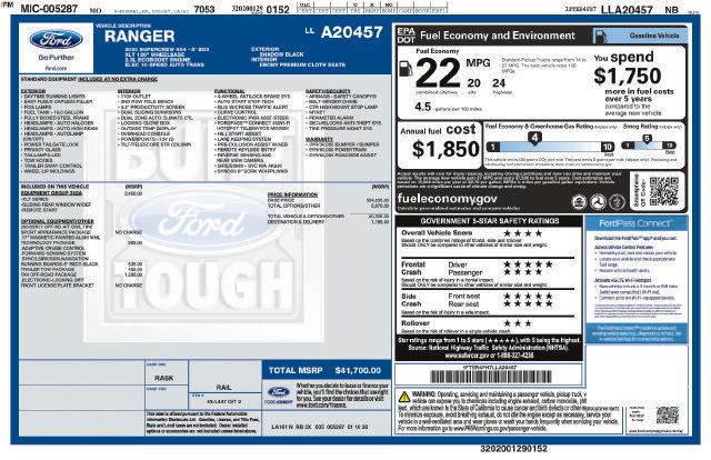 Certified 2020 Ford Ranger XLT w/ Equipment Group 302A Luxury AWD/4WD image 41