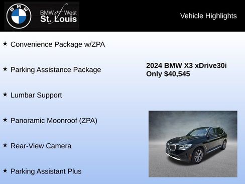 Used 2024 BMW X3 xDrive30i w/ Convenience Package w/ZPA AWD/4WD image 8