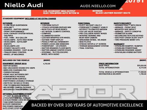 Used 2022 Ford F150 Raptor w/ Equipment Group 801A High AWD/4WD image 1