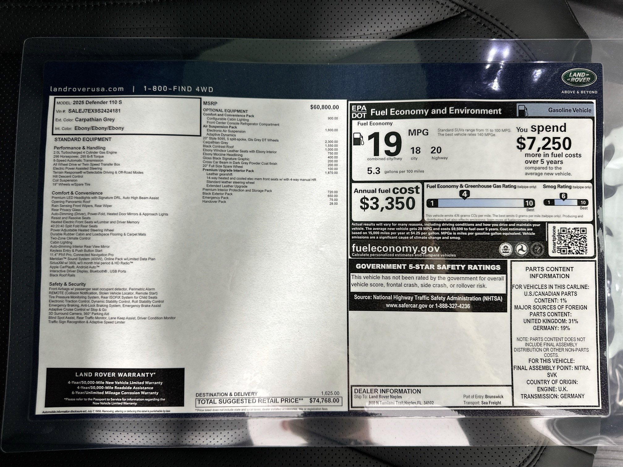 Certified 2025 Land Rover Defender 110 S AWD/4WD image 28
