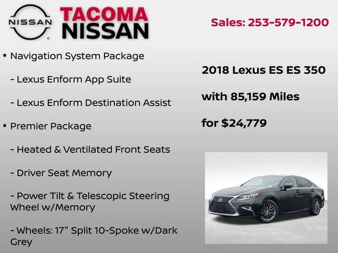 Used 2018 Lexus ES 350 w/ Navigation System Package FWD image 6