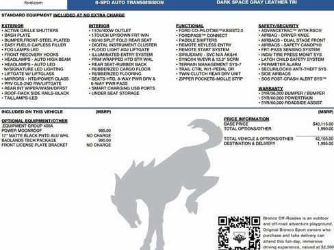 New 2025 Ford Bronco Sport Badlands w/ Badlands Tech Package image 2