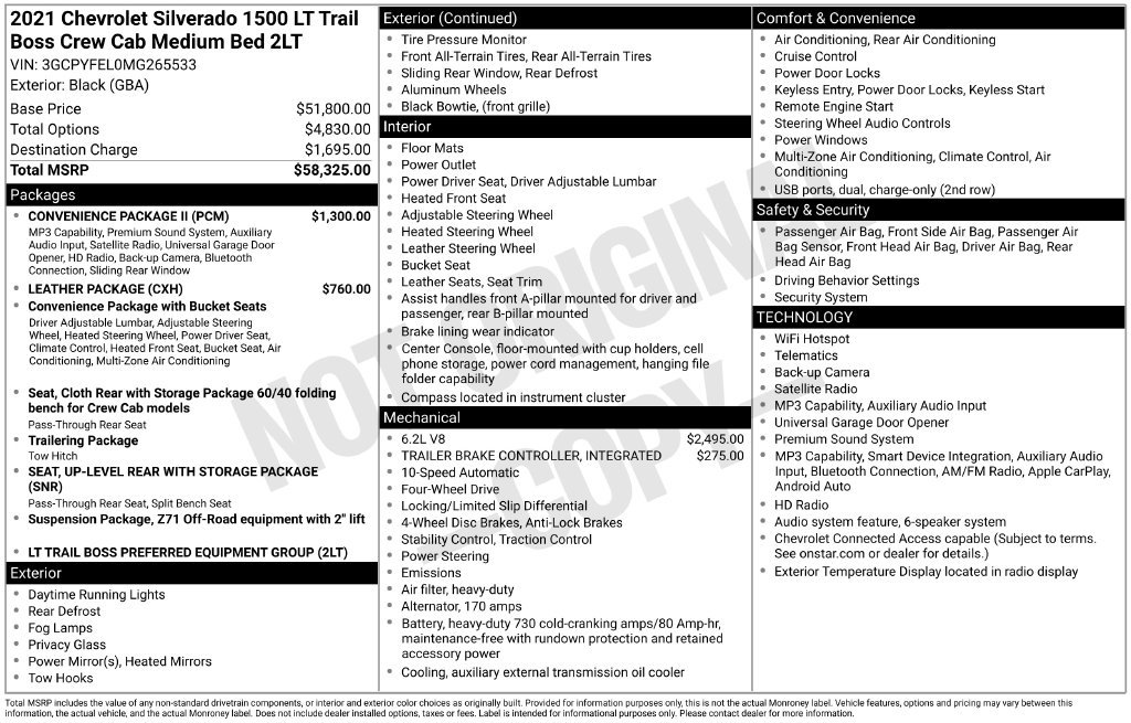 Used 2021 Chevrolet Silverado 1500 LT Trail Boss w/ Convenience Package II AWD/4WD image 6