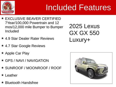 Used 2025 Lexus GX 550 w/ Accessory Package (2T) AWD/4WD image 4