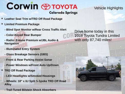 Used 2018 Toyota Tundra Limited w/ Limited Premium Package AWD/4WD image 7