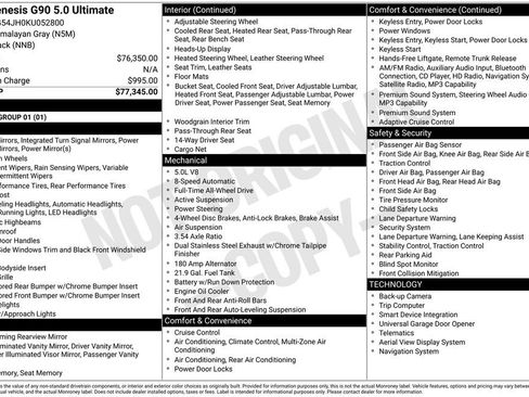 Used 2019 Genesis G90 5.0 Ultimate image 2