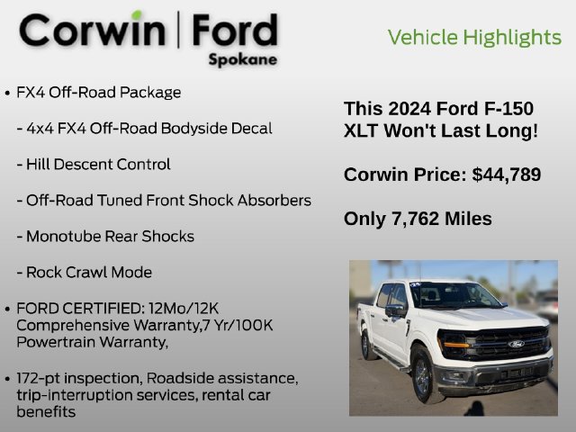 Certified 2024 Ford F150 XLT w/ Equipment Group 302A MID AWD/4WD image 13