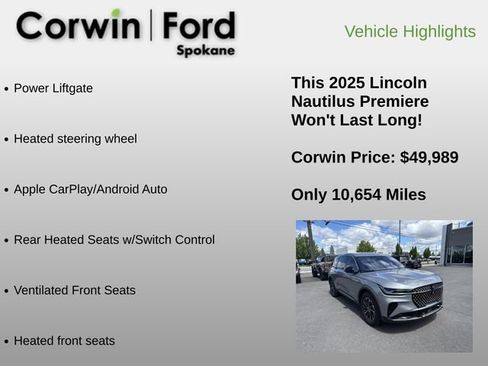 Used 2025 Lincoln Nautilus Premier w/ Equipment Group 102A AWD/4WD image 11