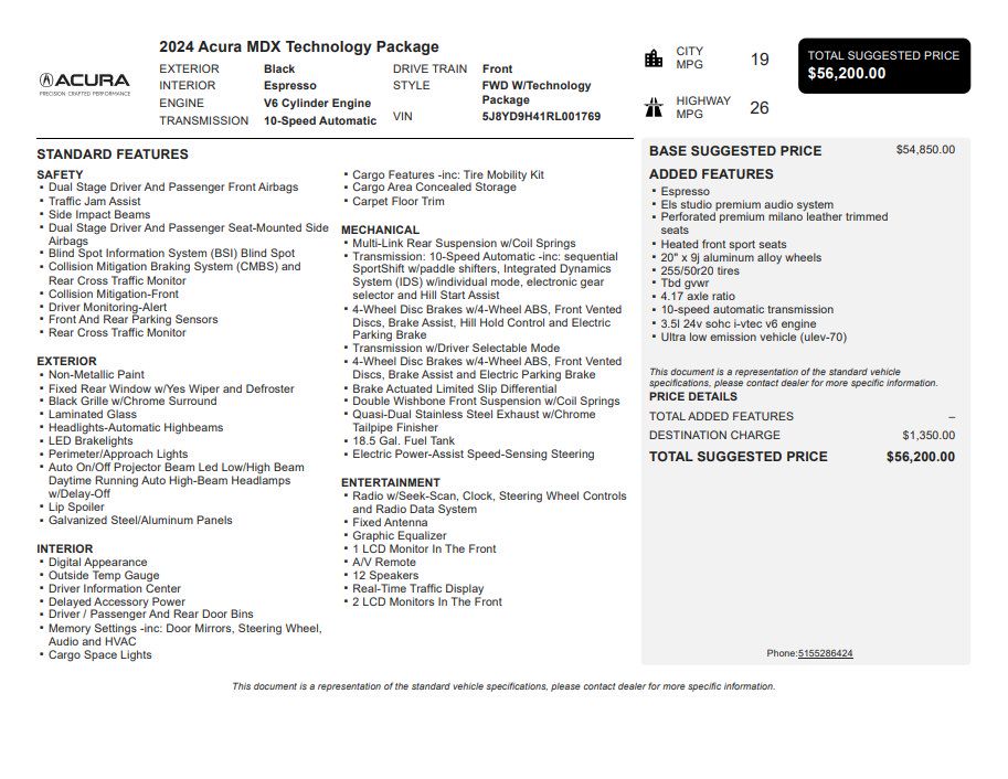 Used 2024 Acura MDX w/ Technology Package FWD image 3