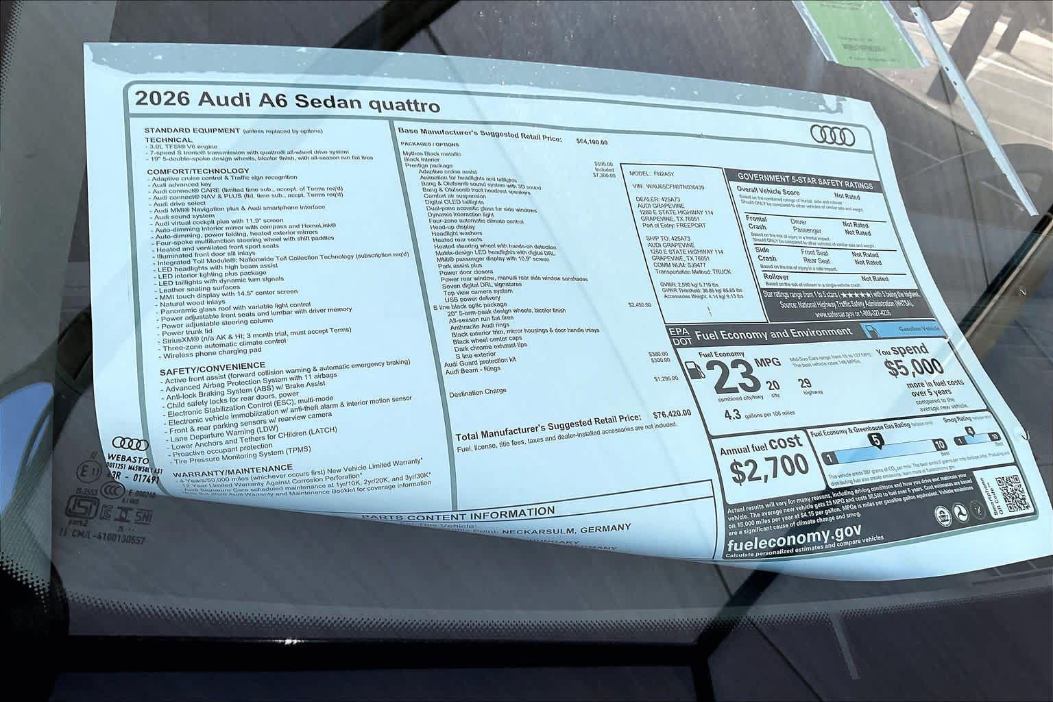 Used 2026 Audi A6 Prestige w/ Prestige Package AWD/4WD image 19