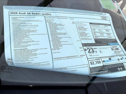New 2026 Audi A6 Prestige image 19