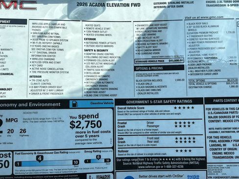New 2026 GMC Acadia Elevation w/ Black Edition FWD image 38