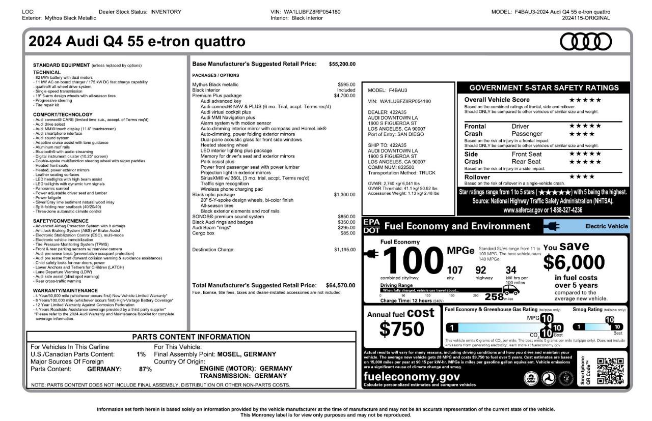 Used 2024 Audi Q4 e-tron Premium Plus w/ Premium Plus AWD/4WD image 3