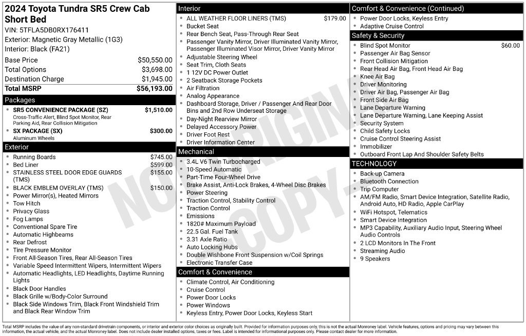 Used 2024 Toyota Tundra SR5 w/ SR5 Convenience Package AWD/4WD image 5