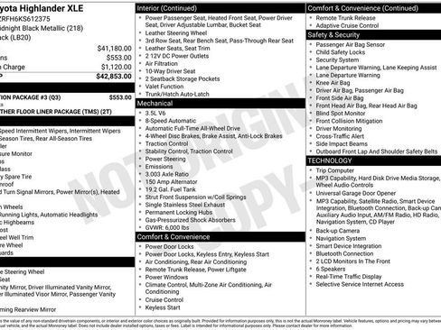 Used 2019 Toyota Highlander XLE w/ Protection Package #3 AWD/4WD image 35