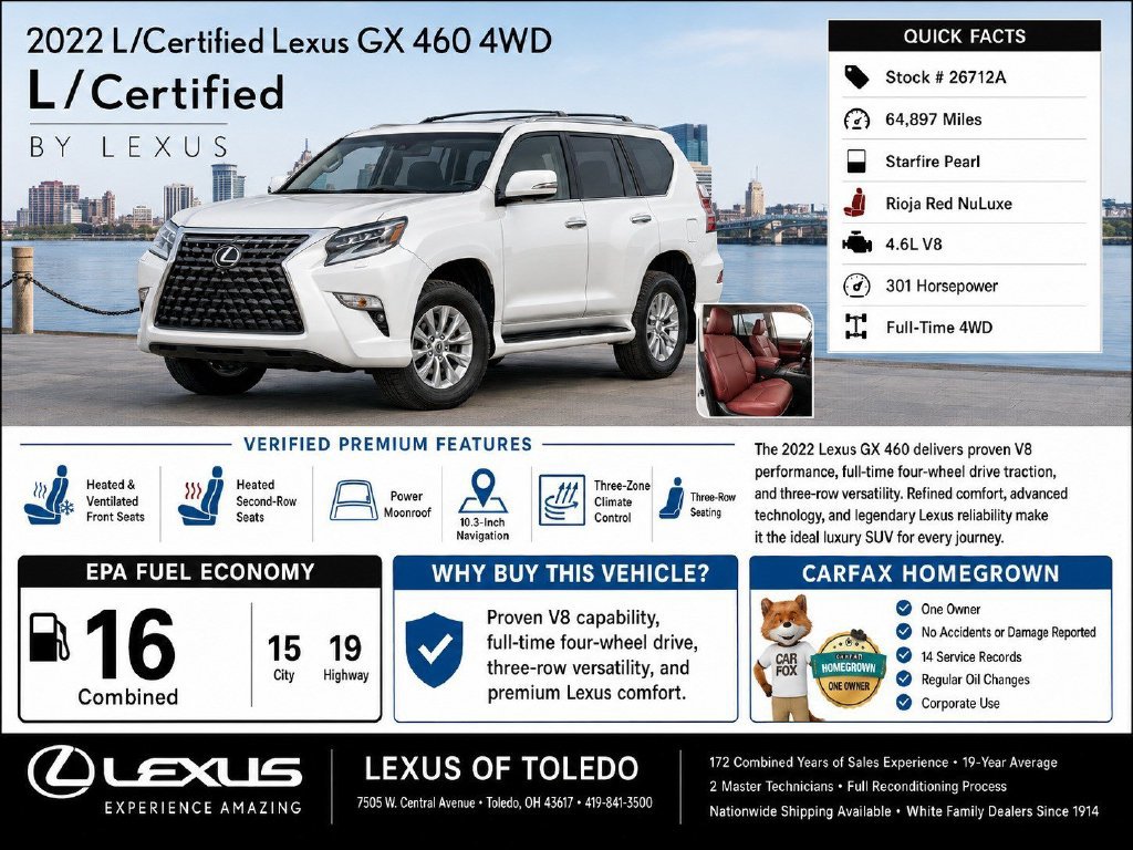 Certified 2022 Lexus GX 460 Premium w/ Premium Package AWD/4WD image 3