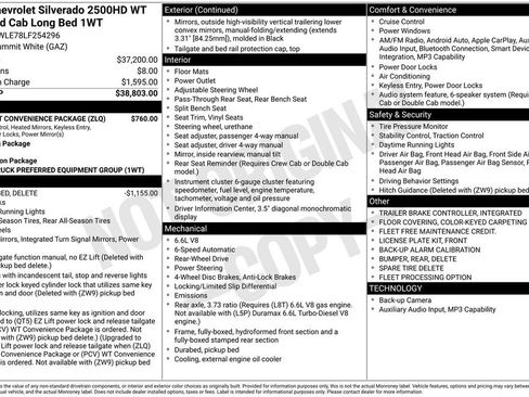 Used 2020 Chevrolet Silverado 2500 W/T w/ WT Fleet Convenience Package RWD image 5