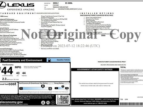 Used 2024 Lexus ES 300h w/ Accessory Package (Z2) FWD image 2
