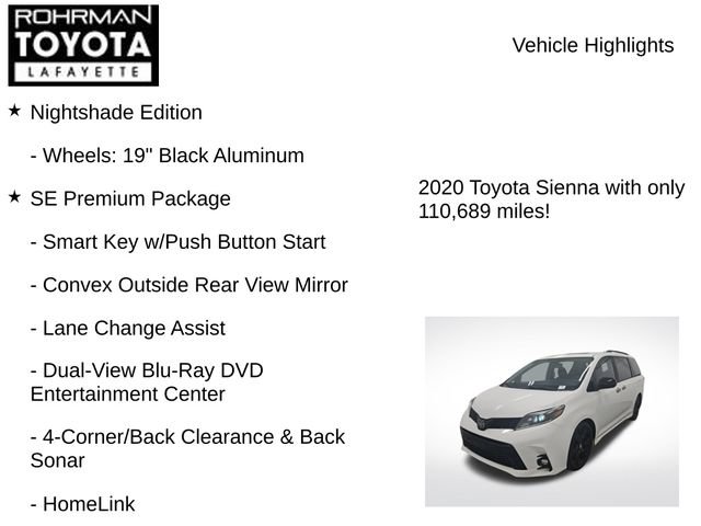 Used 2020 Toyota Sienna SE Premium w/ Nightshade Edition FWD image 7